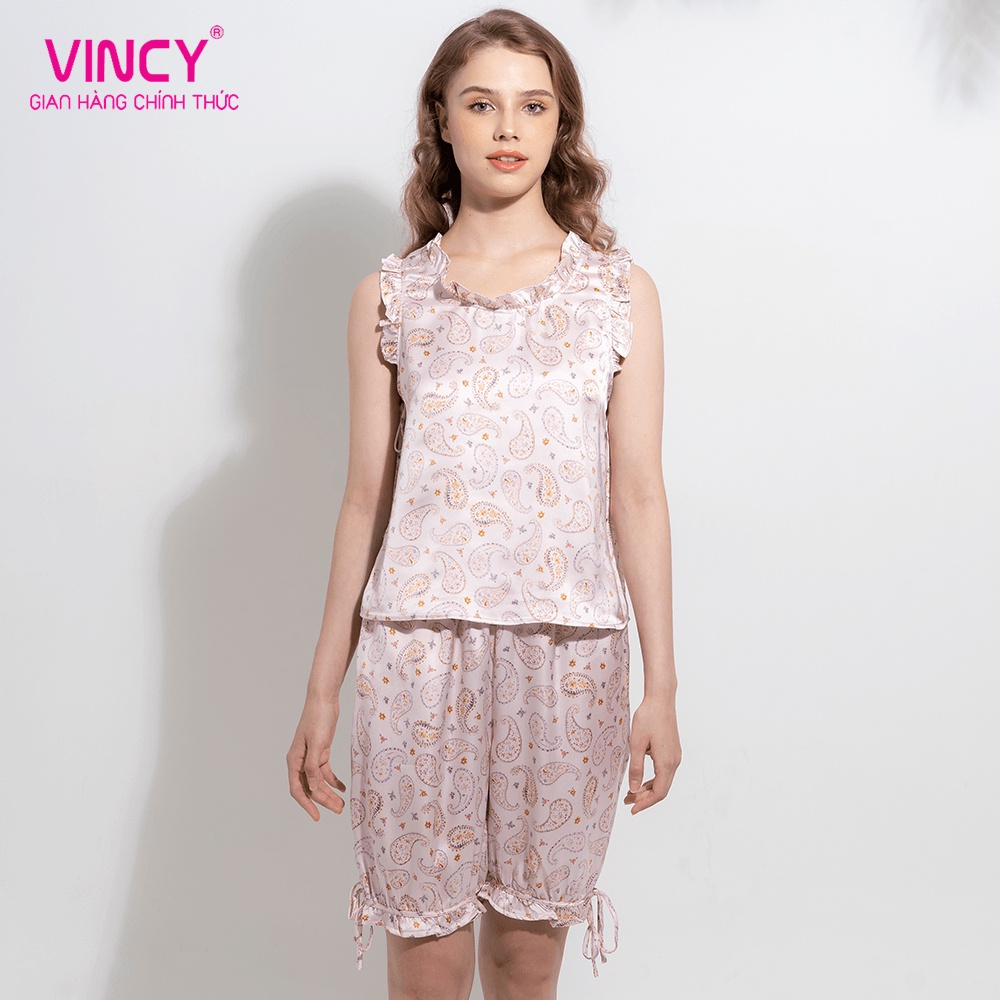 Bộ Đồ Satin Lửng Nữ Vincy Thoáng Mát BLS080S21