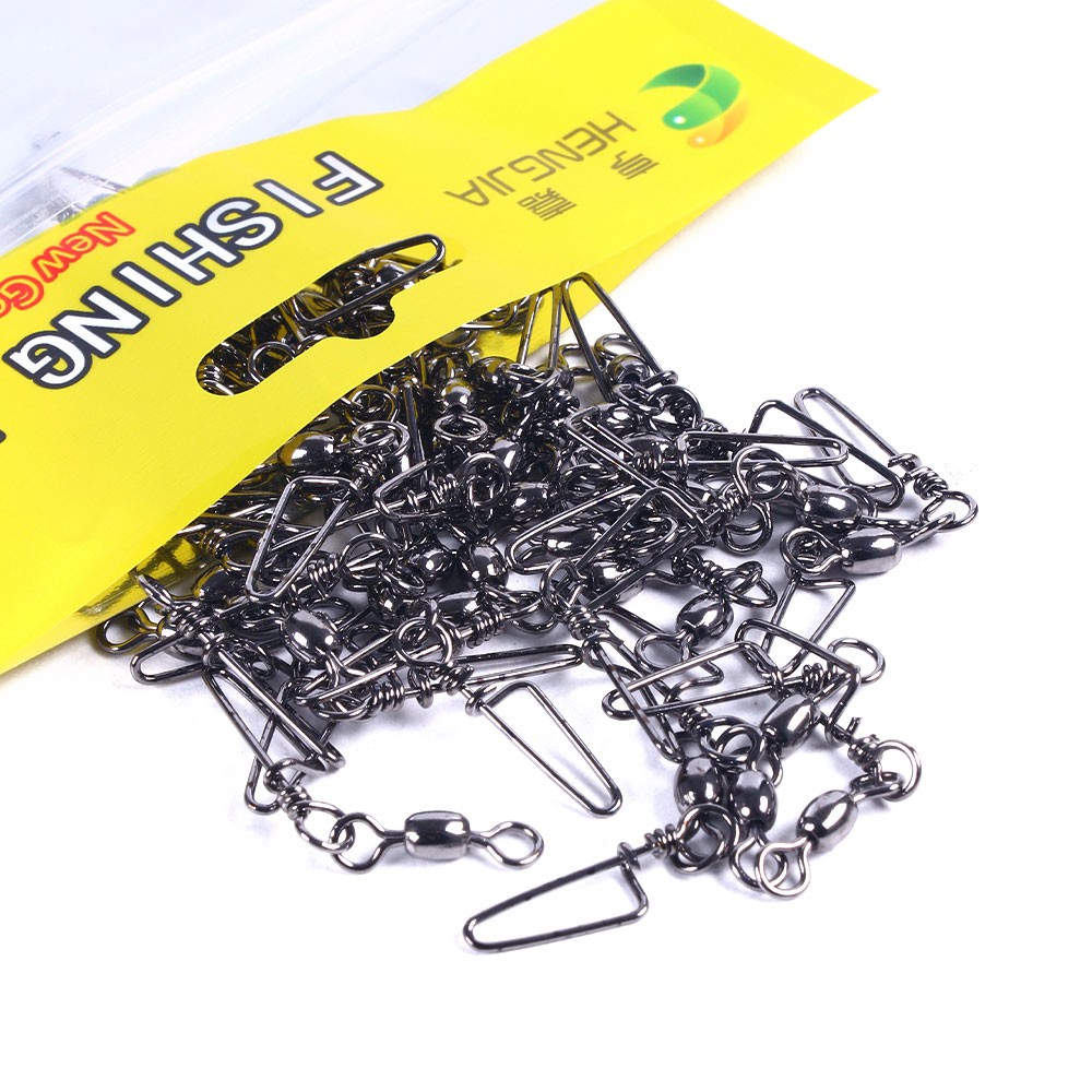 Set 50 khóa dây câu cá HENGJIA bằng thép không gỉ 1-10