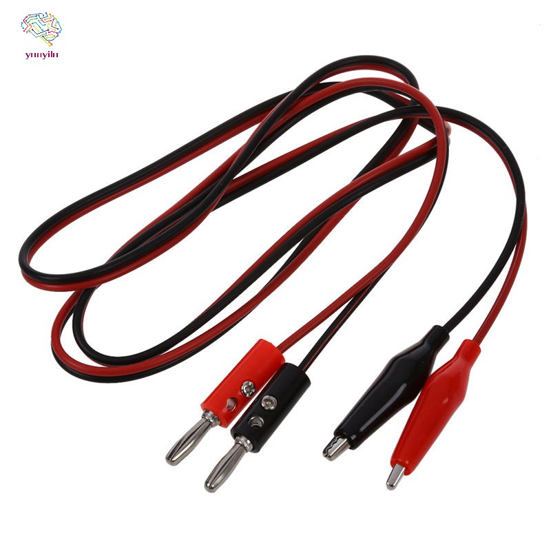 2 Pcs Red Black Banana Plugs to Alligator Clips Probe Test Cable 1M