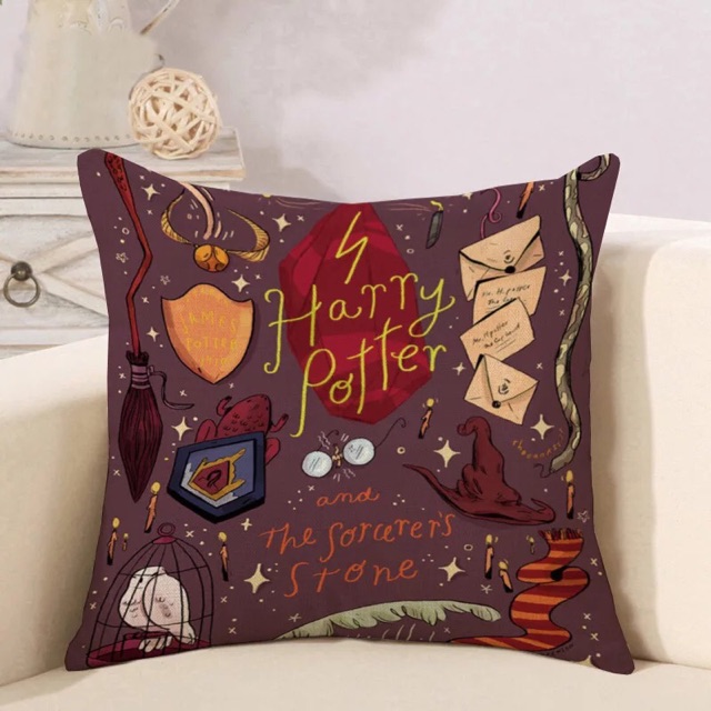 Vỏ gối tựa Hogwarts vải siêu đẹp