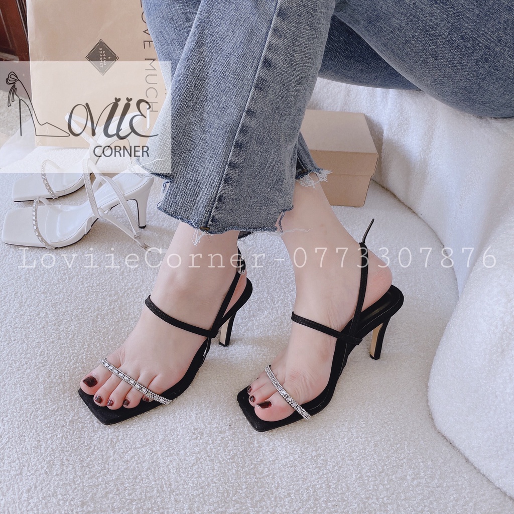 SANDAL CAO GÓT LOVIIECORNER - GUỐC NỮ QUAI NGANG MẢNH - GIÀY THỜI TRANG MŨI VUÔNG 9 PHÂN G220753