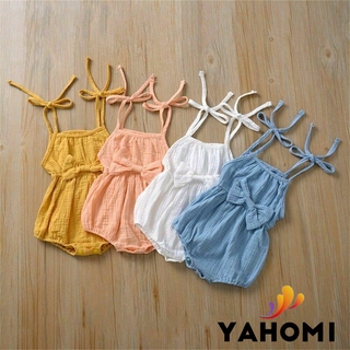 Áo liền quần 2 dây thắt nơ dễ thương cho bé gái