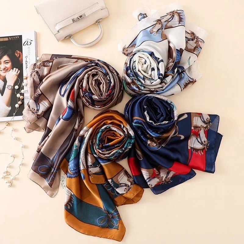 Khăn Choàng Lụa Dáng Dài Chống Nắng In Họa Tiết Thời Trang Cho Nữ