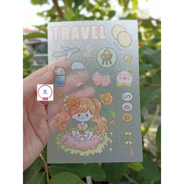 Sticker hình nhãn dán trang trí 4 tấm trong suốt mờ phong cách hàn quốc đẹp đa dạng mẫu đã cắt sẵn xinh xinh