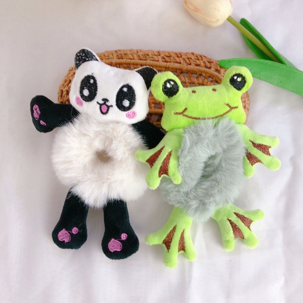 Dây buộc tóc co giãn phối lông hình động vật hoạt họa thời trang Hàn Quốc đáng yêu cho nữ