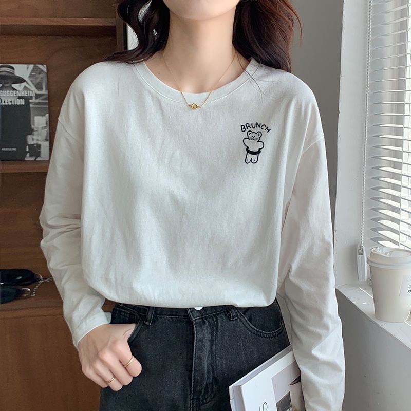 Áo Thun Cotton Dài Tay In Hình Chú Gấu Đáng Yêu 46559
