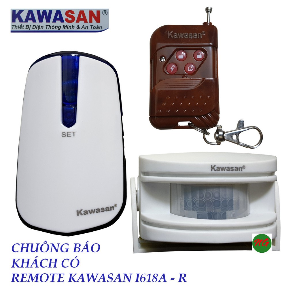 Chuông báo khách báo trộm có Remote điều khiển chuông Kawasan I618A -R - công nghệ cảm ứng hồng ngoại không dây