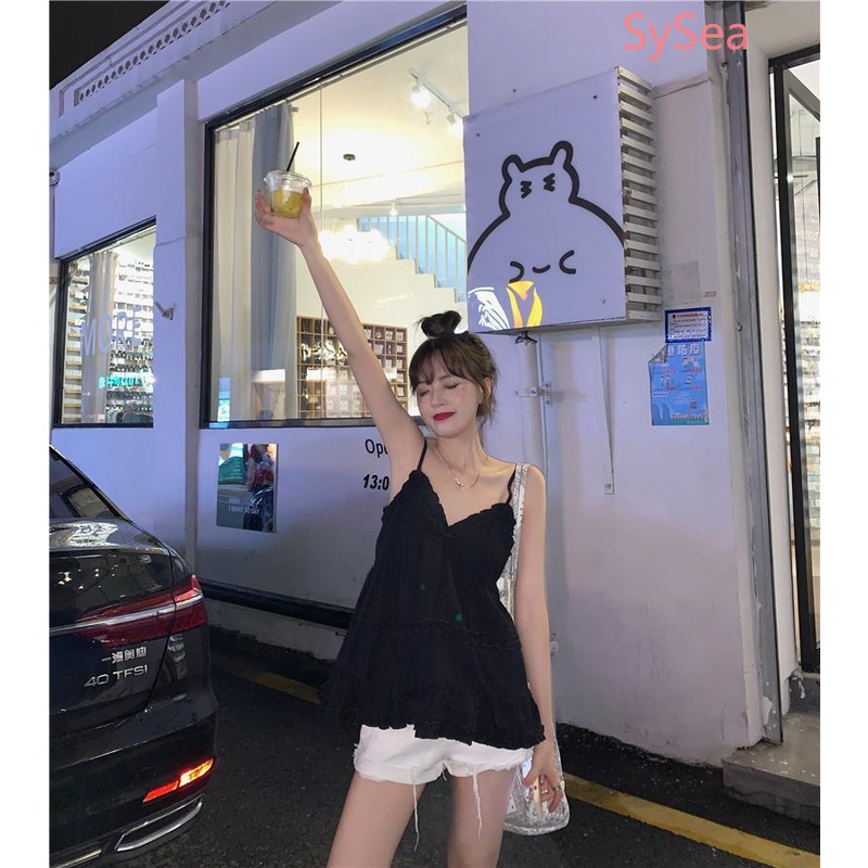Áo Hai Dây Cổ Chữ V Thời Trang Mùa Hè Hàn Quốc Cho Nữ