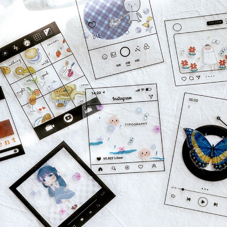 Bộ sticker trong suốt trang trí ảnh polaroid phong cách (ST23)