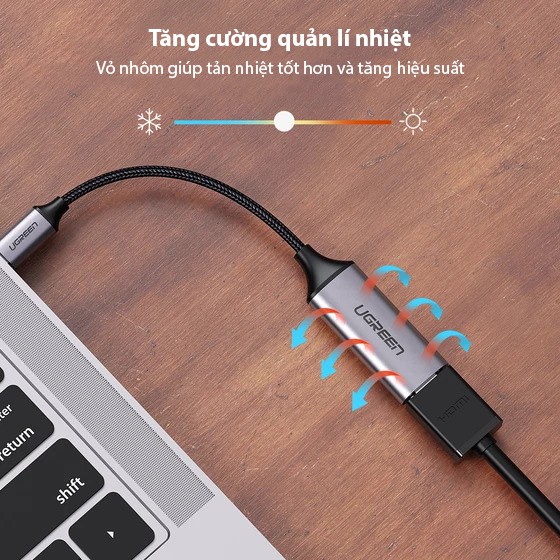 [Mã ELHACE giảm 4% đơn 300K] Cáp chuyển USB TYPE C sang HDMI dài 20cm UGREEN 70444 - Hàng chính hãng