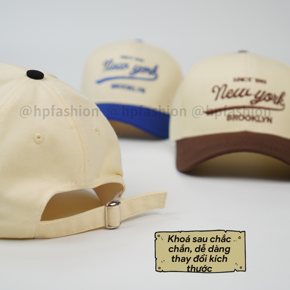 Mũ lưỡi trai ❤️ Nón kết phối màu thêu chữ NewYork Brooklyn chất kaki cao cấp form unisex nam nữ N89 - Happy Style