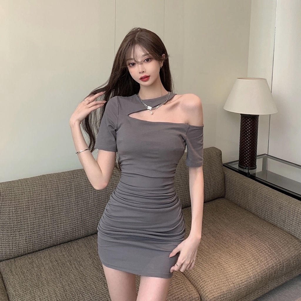 Đầm Dáng Chữ A Tay Ngắn Hở Vai Thiết Kế Kiểu Mới Thời Trang Mùa Hè Cho Nữ
