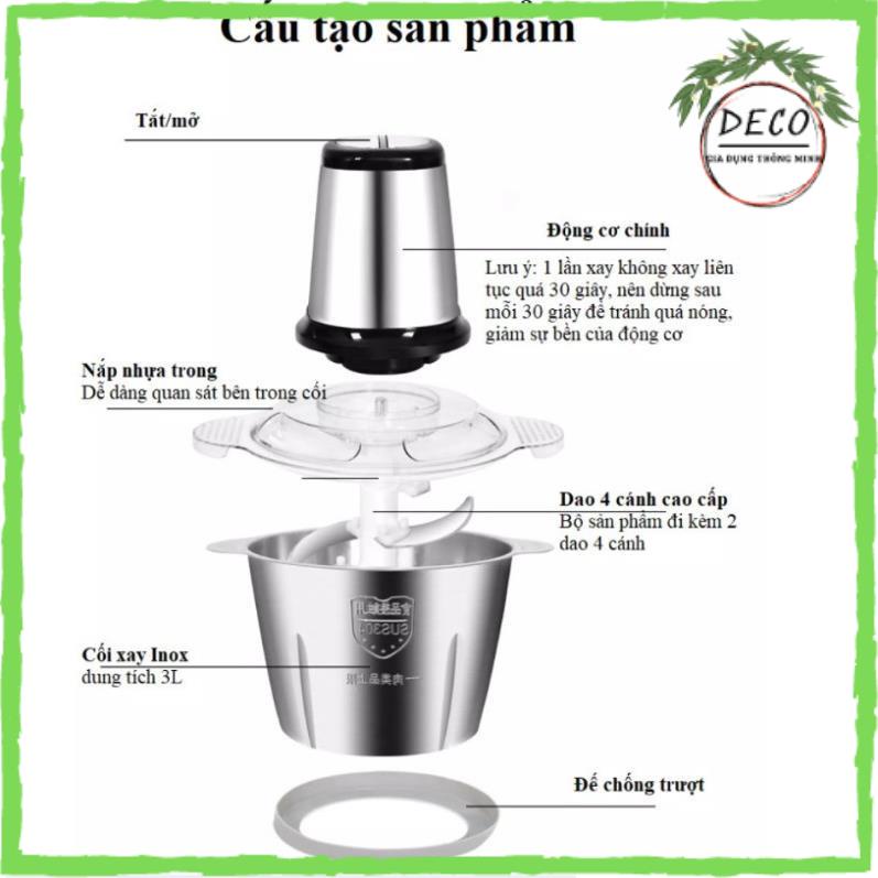 MÁY XAY THỊT CỐI INOX 2 LÍT ✅FREESHIP✅ DAO 4 LƯỠI FOOD PROCESSOR HDA