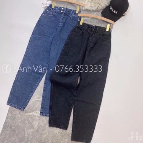 Quần jean baggy nữ cạp chun dáng dài phong cách Hàn Quốc - Quần jean nữ dáng baggy cạp chun - CM Shop