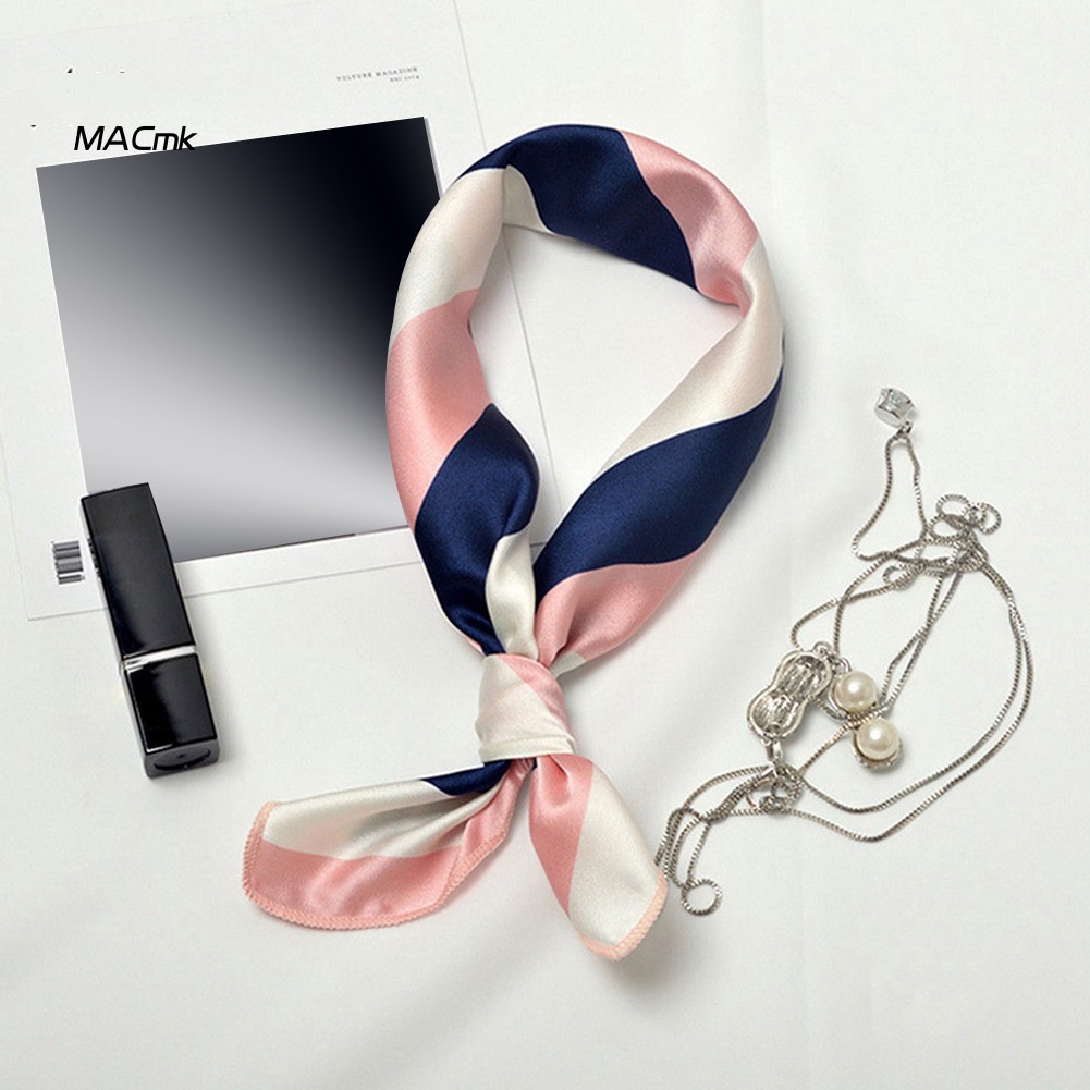 MAC1_Women Stylish Striped Square Scarf Bandana Neckerchief Pocket Neck Wrap Gift