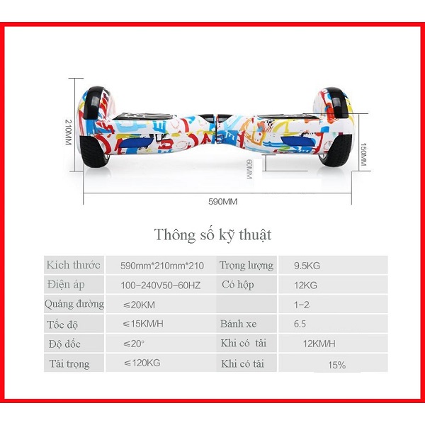 Xe Điện Cân Bằng Cao Cấp Smart Balance Wheel - 6.5 Inch Kết Nối Bluetooth Màu Trắng, Hồng, Hiphop Tặng Kèm Tay Cầm