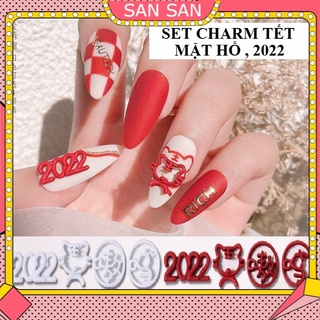 Set 4 charm tết 2022 ,hổ , charm nhâm dần trang trí móng