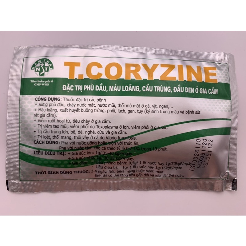 T coryzine 20g - cầu trùng, kí sinh trùng máu, đầu đen trên gà