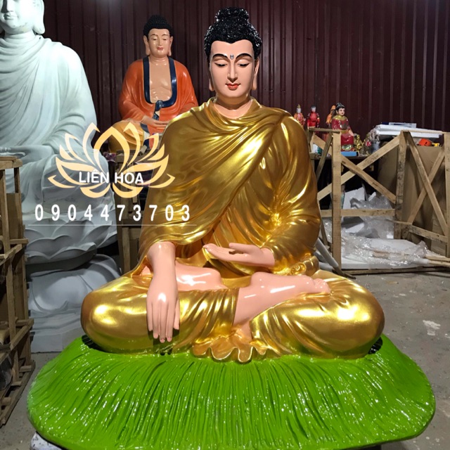 Tượng Bổn Sư thế địa xúc ngồi rơm cao 90cm