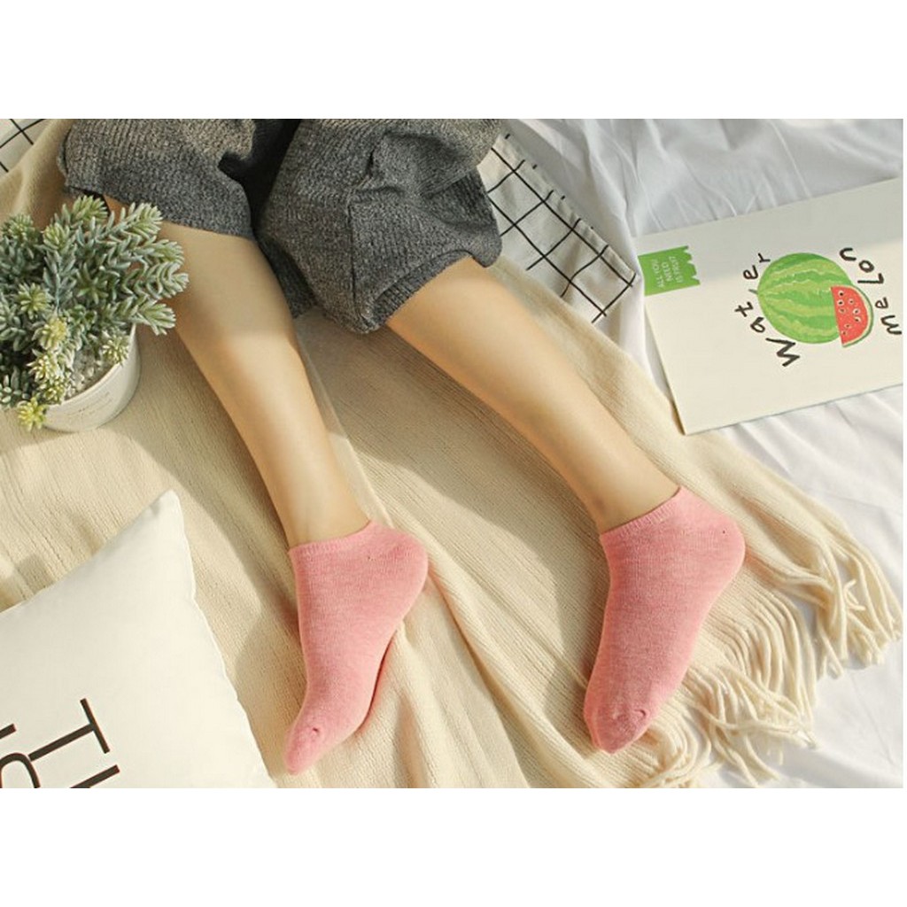 Tất vớ nữ cổ ngắn cotton trơn nhiều màu QT004