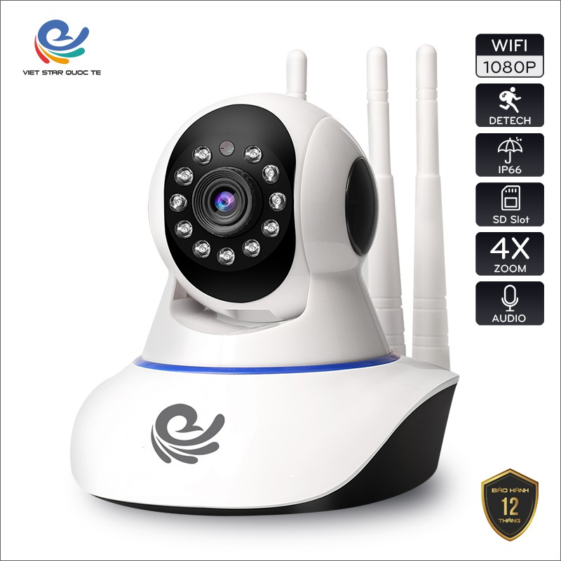 Camera Wifi 3 Râu CC1021 An Ninh Việt Star Quốc Tế  An Ninh Trong Nhà cc1021 Xoay Theo Chuyển Động