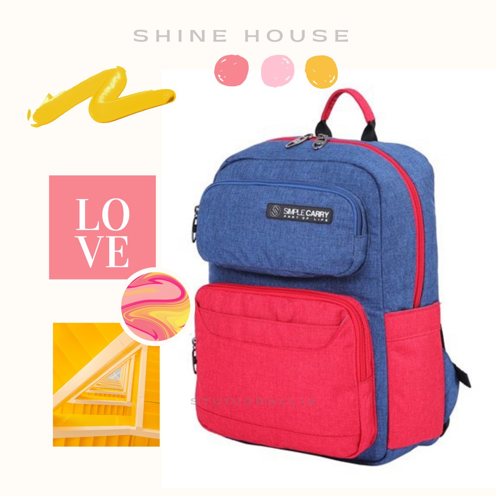 [Chính Hãng] Balo Latop Thời Trang Simple Carry Issac 1 Màu Xanh/ Đỏ