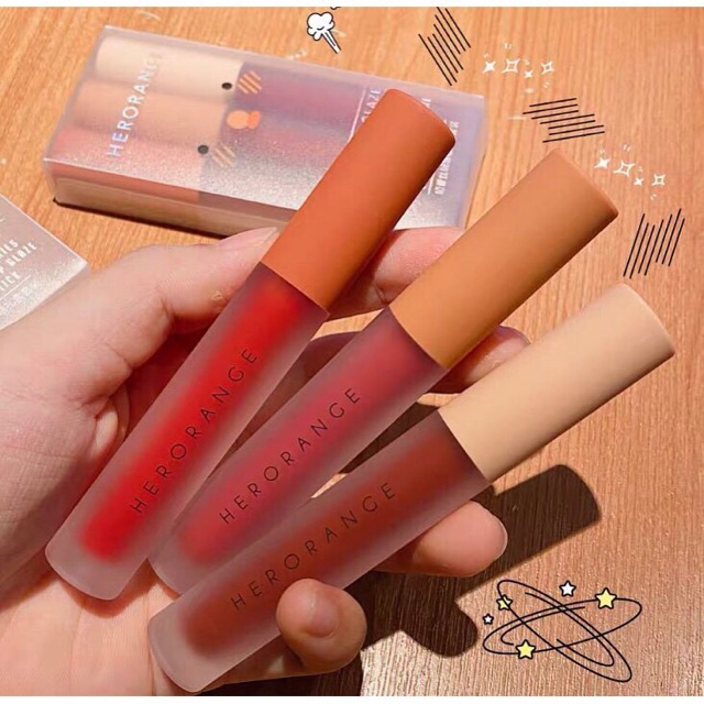 Sét 3 son kem lỳ Herorange FLUFLY LIP GLAZE