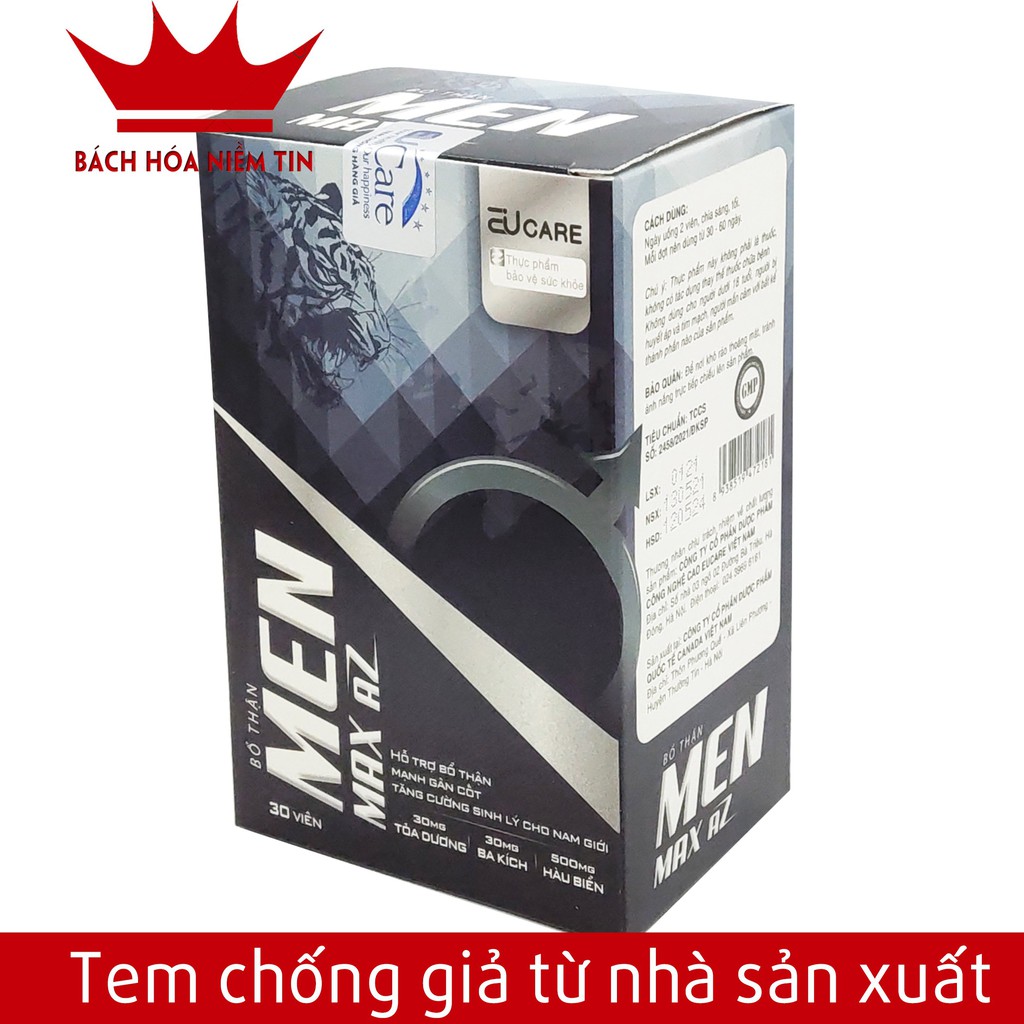 Viên uống bổ thận MEN MAX AZ- Thành phần từ Hàu biển, ba kích, tỏa dương giúp tăng cường sinh lý nam giới hiệu quả