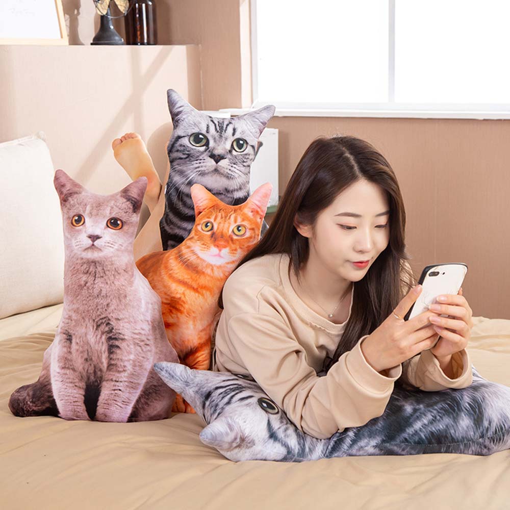 Gối Ôm Hình Mèo 3D Xinh Xắn 30 / 50cm