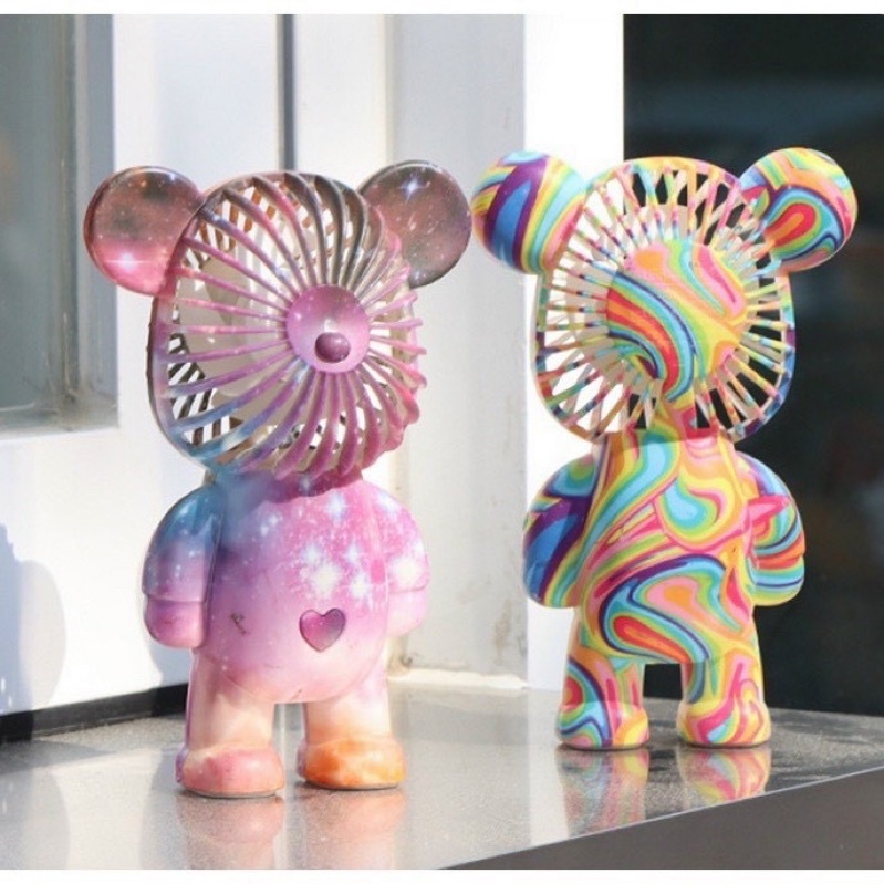 Quạt hình gấu có sạc USB cầm tay mini ba tốc độ nhiều màu sắc cho trẻ em/ nữ / văn phòng / du lịch ngoài trời