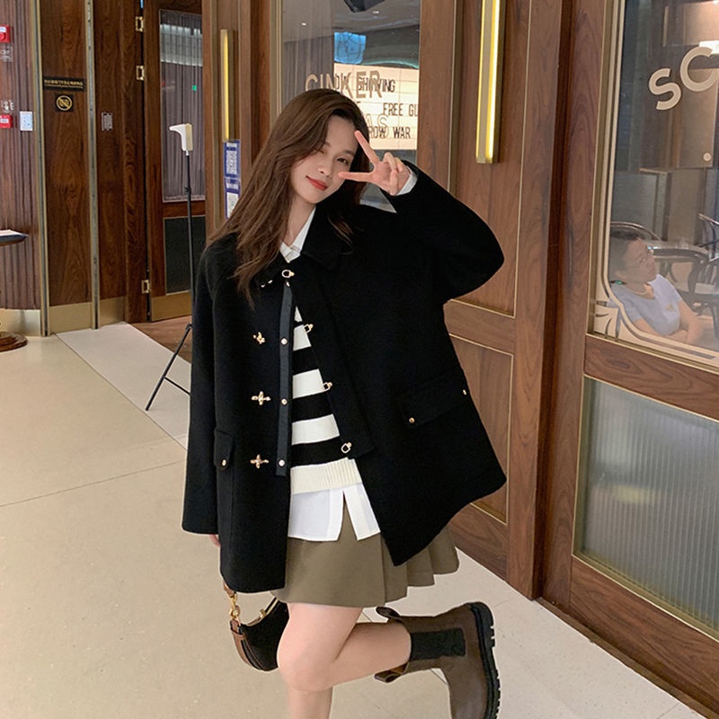 Áo Khoác Len Cổ Búp Bê Phong Cách Thu Đông Mới Cho Nữ