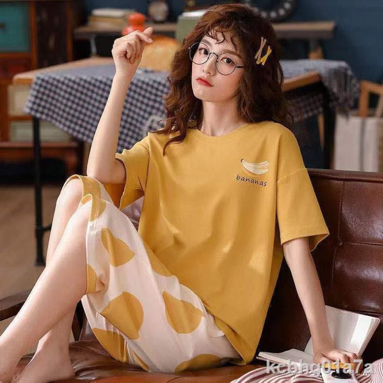 pyjama nữ mùa hè áo hai dây ngắn tay lưới người nổi tiếng hot style mới size lớn học sinh dễ thương có thể mặc ở nh  ༷