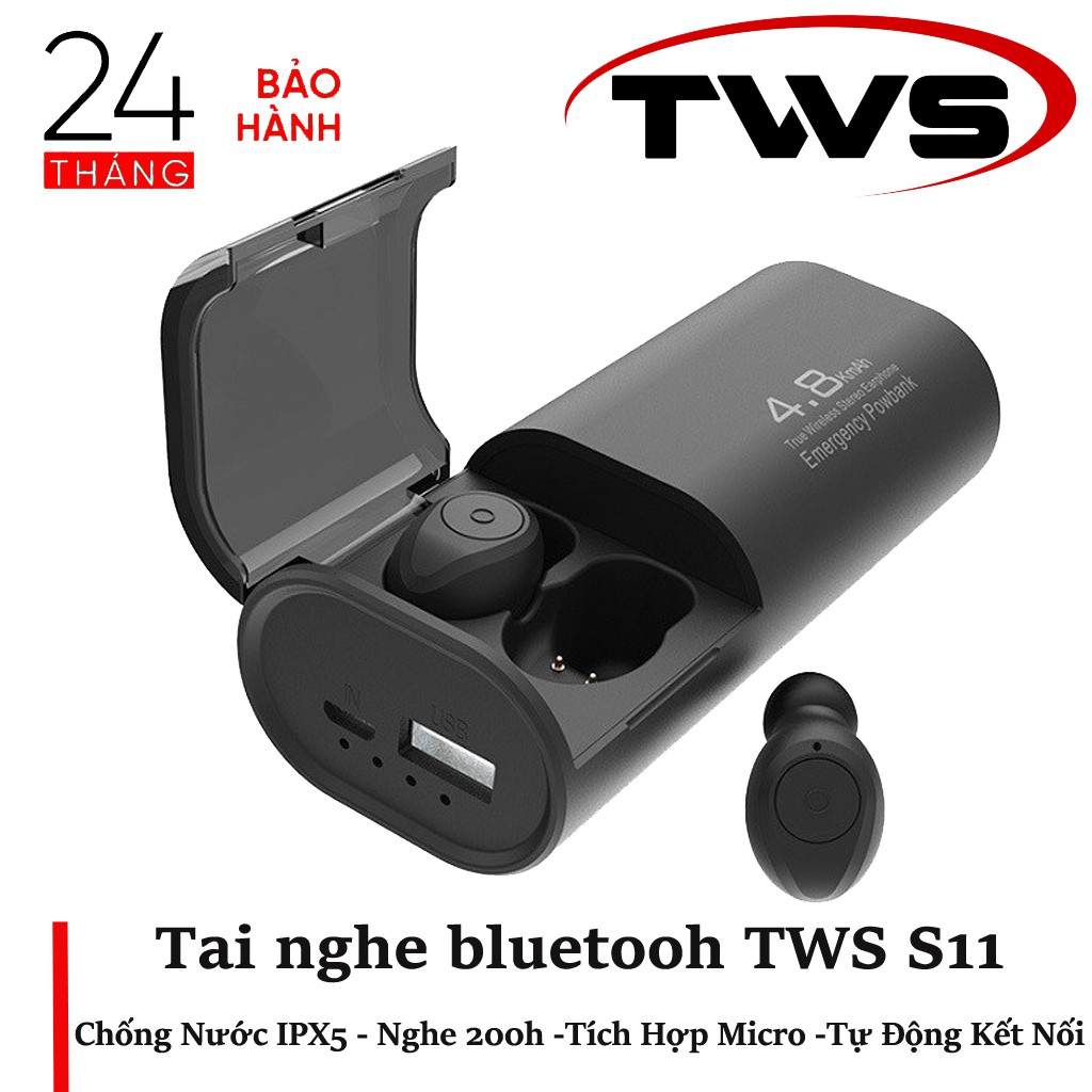 Tai Nghe Bluetooth S11 TWS 5.0 Bản QUỐC TẾ Chống Nước IPX5  Kiêm Sạc Dự Phòng 4800mAh