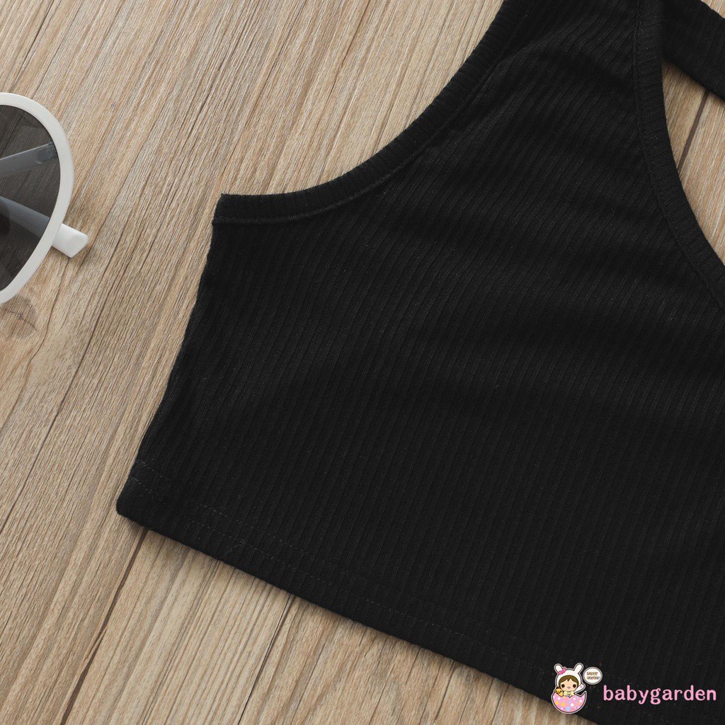 Babygarden Bộ Áo Hai Dây + Quần Short Họa Tiết Da Báo Màu Trơn Thời Trang Cho Bé Gái