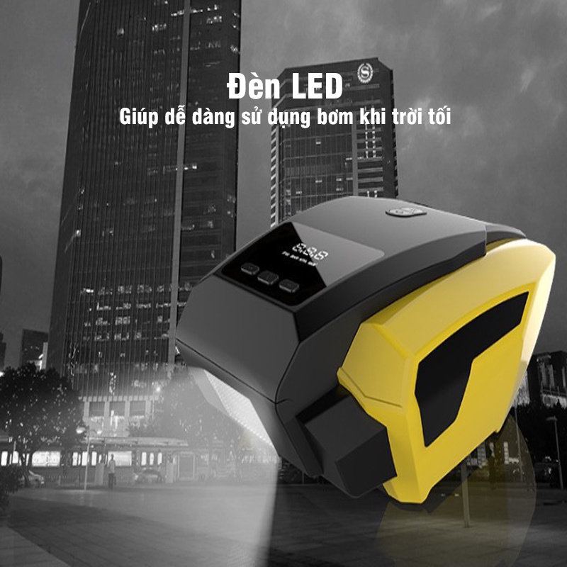 Bơm Lốp Ô Tô Xe Máy Điện Tử Tự Ngắt 12V Có Màn Hình Led Cao Cấp - Bảo Hành 12 Tháng