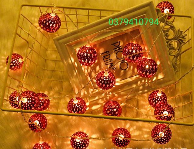 Dây đèn nháy Moroco 5m  bóng trang trí ngày tết, noel dây đèn led, led cầu kim loại