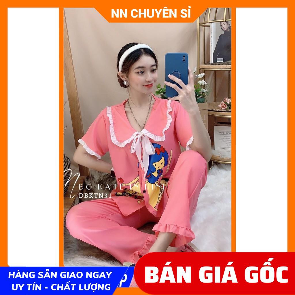Đồ bộ nữ vải kate cổ bèo in hình quần dài mặc nhà cực xinh DBKIHTN tổng hợp ⚡Ảnh thật⚡