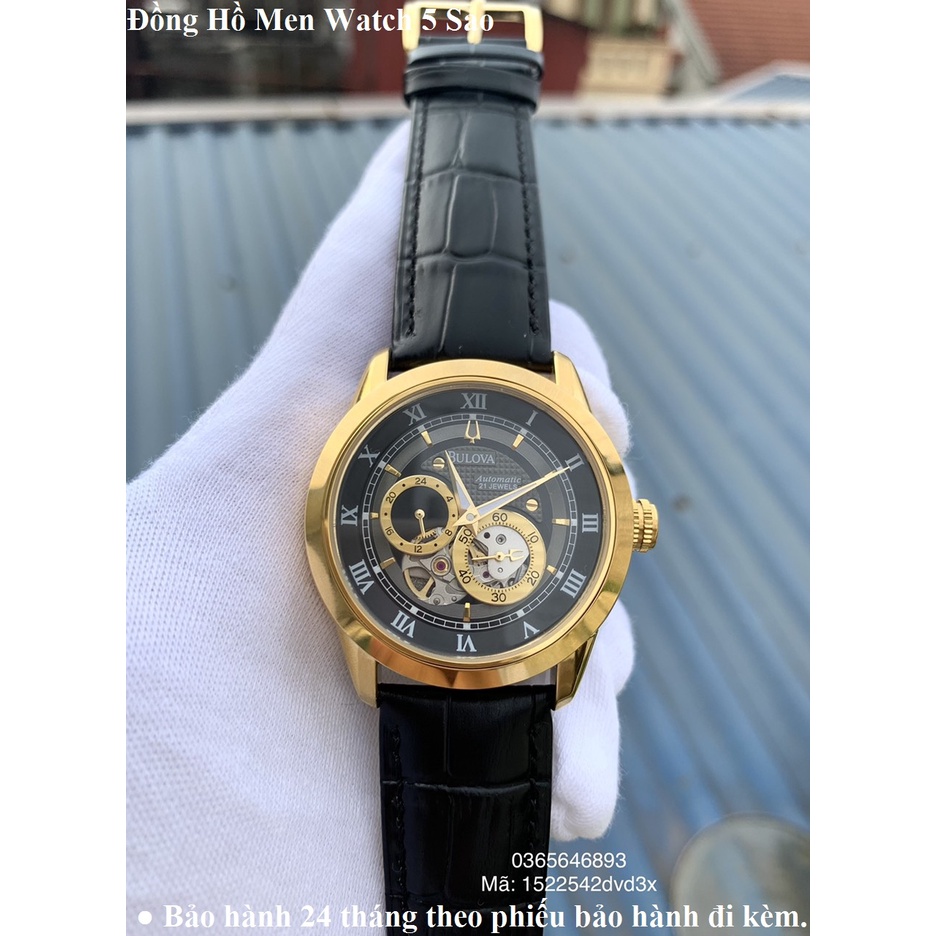 Đồng hồ BULOVA da 5 kim Nhật Bản Japan Nam Cơ tự động AUTOMATIC, lộ cơ 5ATM Kính SAPHIRE sang trọng Bảo Hành 24 Tháng