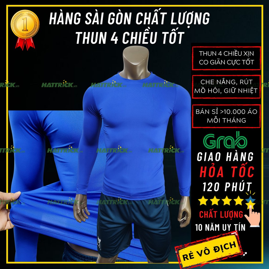 Áo giữ nhiệt nam thể thao đá bóng loại tốt, 100% hàng Sài Gòn, thun lạnh 4 chiều co giãn mạnh, rút mồ hôi, che nắng | BigBuy360 - bigbuy360.vn