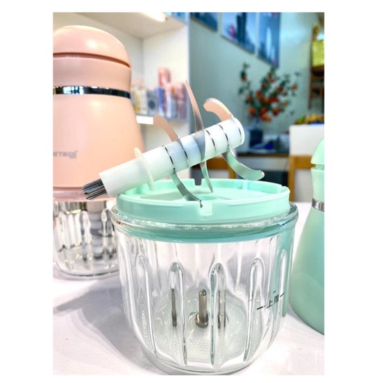 Máy xay đa năng HATTIECS 0.3L Máy xay ăn dặm cho bé Cối thủy tinh 6 lưỡi dao cầm tay tiện dụng Hattiecs.