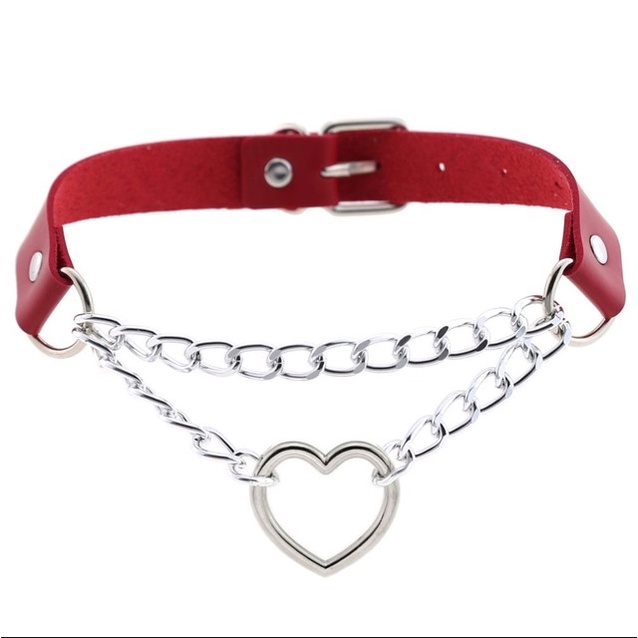 Vòng Cổ Choker Dây Xích Kim Loại Màu Đỏ Đính Gai Quyến Rũ Phong Cách Punk Cho Nam Và Nữ