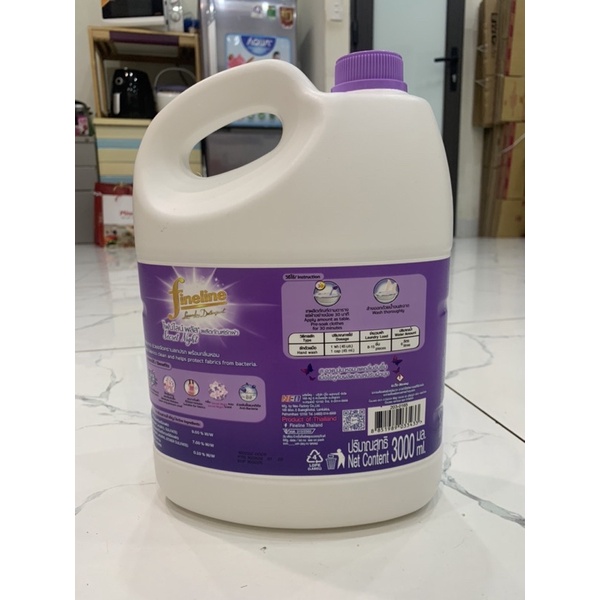 Nước Giặt Xả Fineline Màu Tím Can 3000ml - Hàng Chính Hãng Thái Lan, Mẫu Mới