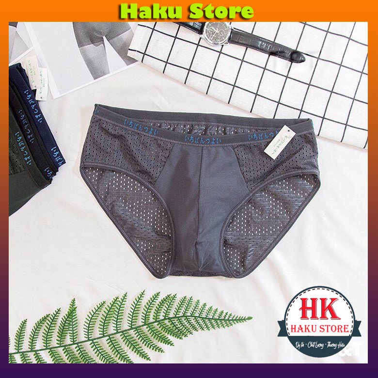 = 6 Quần Lót Nam thông hơi lưới Nhật, Quần Sịp Nam Chéo Kháng Khuẩn Thấm Hút Và Co Dãn Tốt