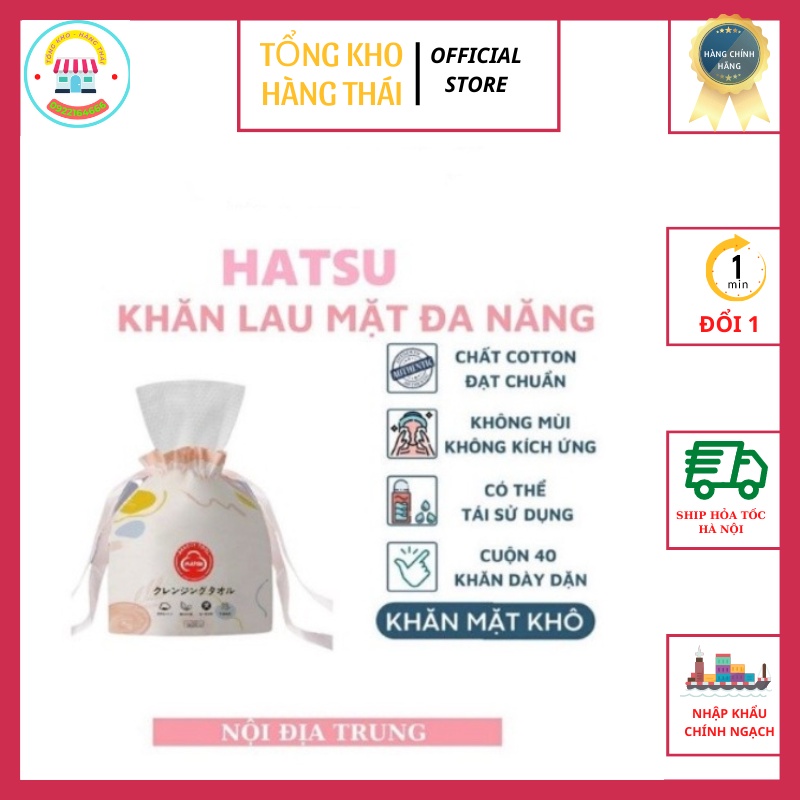 Khăn Lau Mặt Dùng 1 Lần Đa Năng Hatsu, Bông Tẩy Trang Dạng Cuộn Đựng Trong Túi Rút Siêu Tiện Lợi (SP002247)