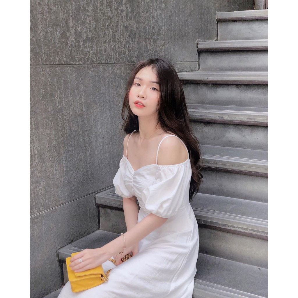 (VIDEO+HÌNH THẬT) Đầm 2 Dây Tay Phồng Nhẹ CHIK- CHIK DRESS Mẫu Mới ( TRẮNG ) | BigBuy360 - bigbuy360.vn