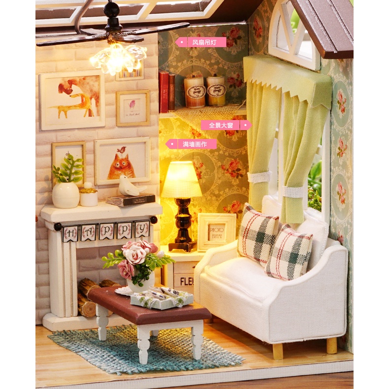 Nhà mô hình tự lắp ráp DIY - Thời gian màu xanh 8007