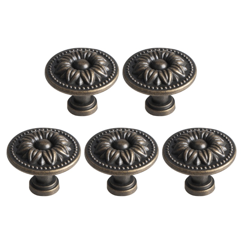 Set 5 Tay Nắm Cửa Tròn Bằng Hợp Kim Kẽm Phong Cách Vintage