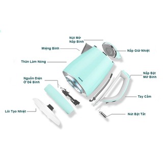 Ấm Đun Siêu Tốc F628 1.5L 2 Lớp Chống Bỏng Lòng Ấm Inox 304 - Hàng Chính Hãng