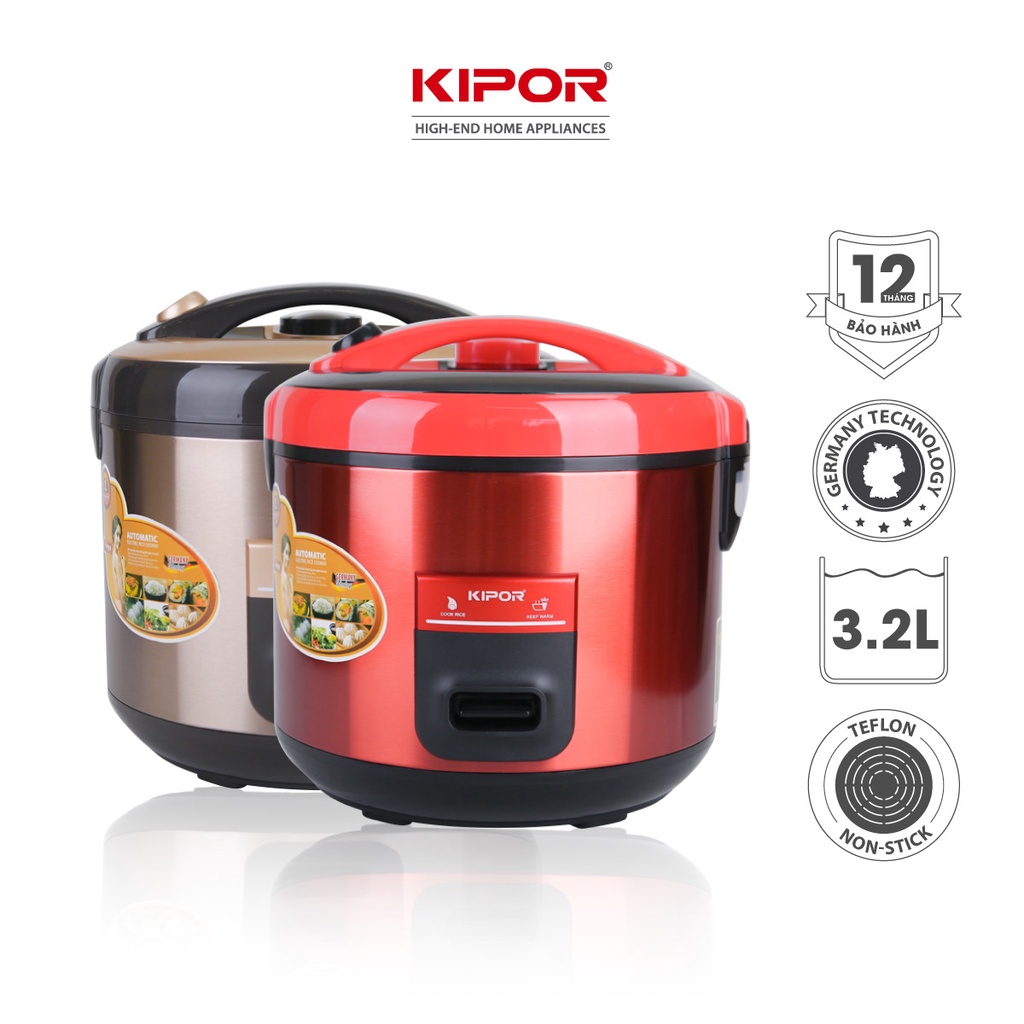 Nồi cơm điện KIPOR KP-N532 - 3.2L - Chống dính TEFLON, Nồi cỡ lớn 6-8 người ăn - Bảo hành tại nhà 12 tháng