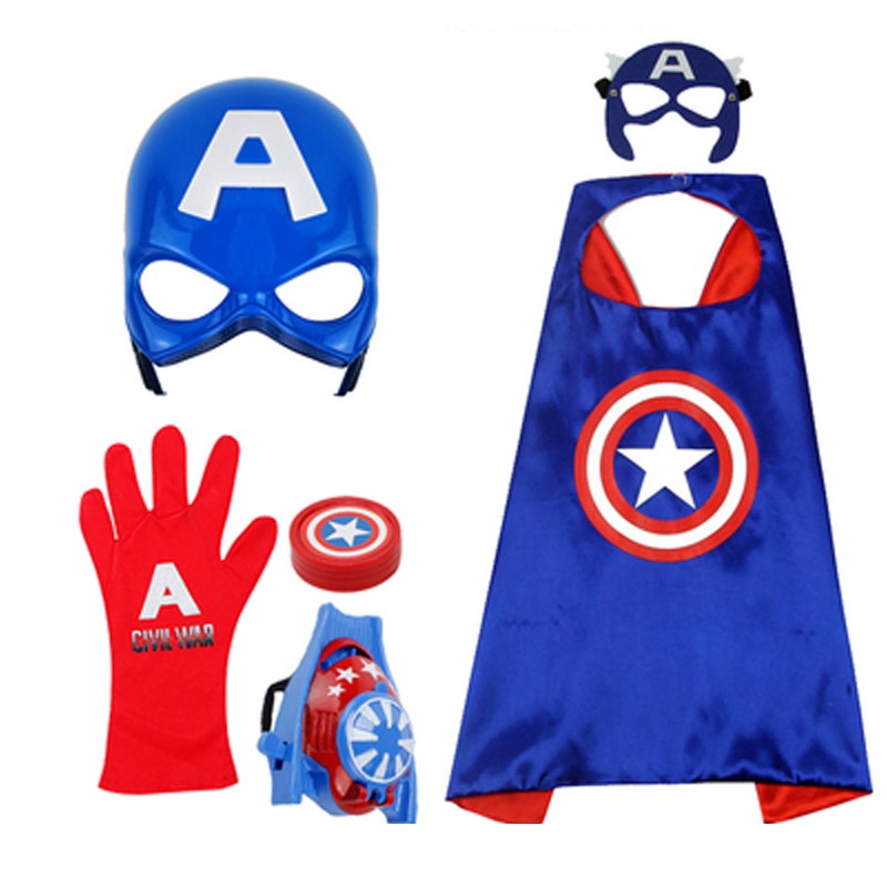 Bộ Áo Choàng Siêu Nhân Kiếm Khiên Găng Captain Ironman Spiderman Batman Cosplay - Bat Iron Spider man Nhện Dơi Cloak Set